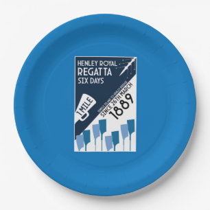 River Thames Regatta - Vintage Retro Style Rowing Paper Plate