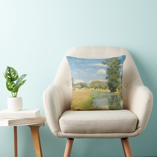 River Through a Harvest Landscape, Summer Cushion (Chair)