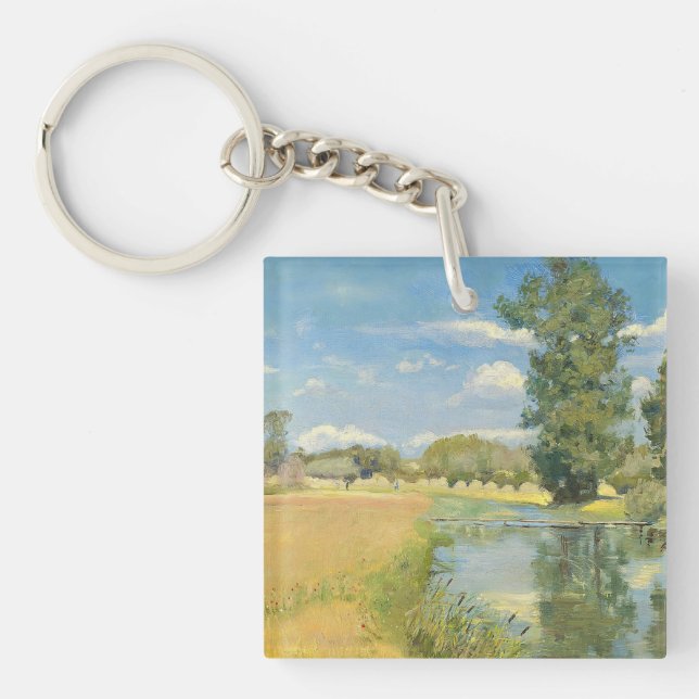 River Through a Harvest Landscape, Summer Key Ring (Front)