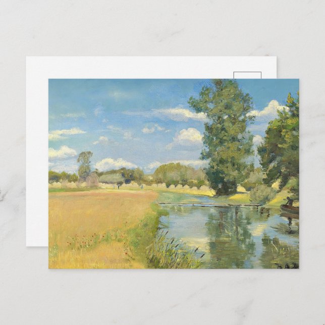 River Through a Harvest Landscape, Summer Postcard (Front/Back)