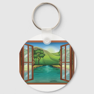 River Through An Open Window Keychain
