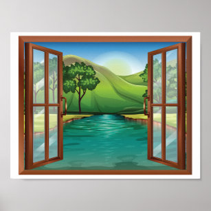 River Through An Open Window Poster