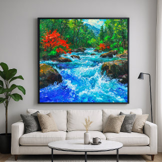 River Through The Forest - Impressionist Art Style Poster
