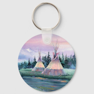 RIVER TIPI CAMP by SHARON SHARPE Key Ring
