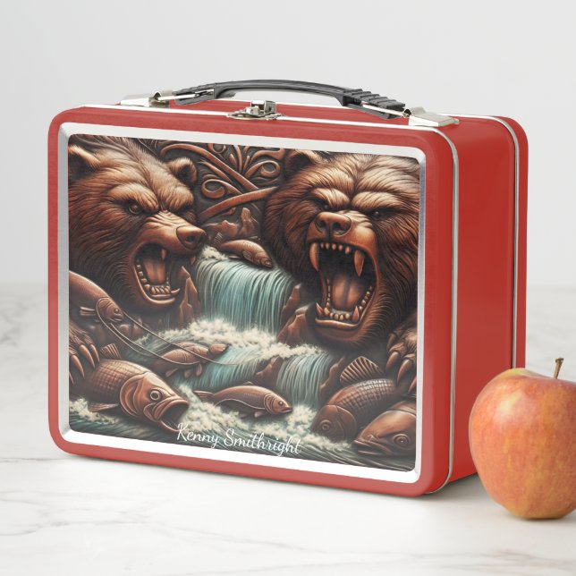 River Titan: Bear’s Fierce Fishing Battle Metal Lunch Box (In Situ)