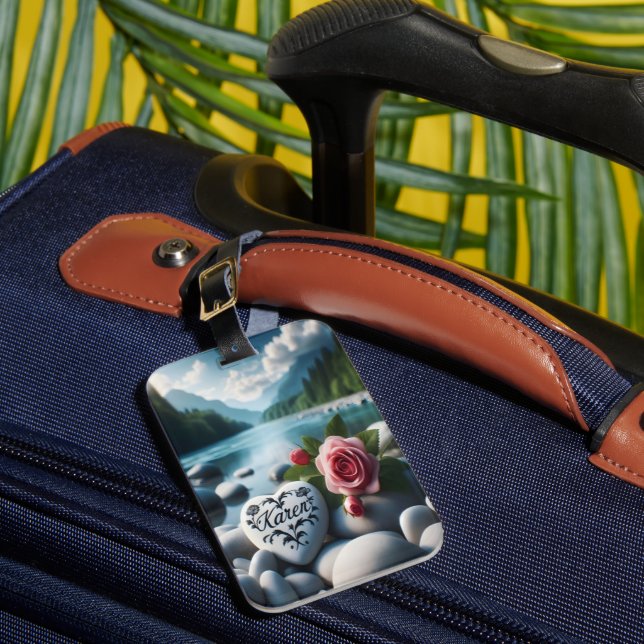 River Valley Heart Luggage Tag (Front Insitu 1)