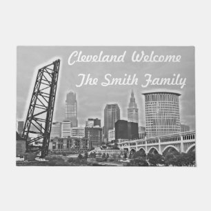 River View Cleveland Skyline Doormat