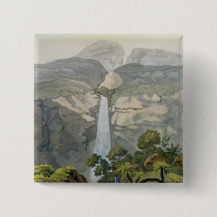 River Vinagre Waterfall, near the Puraci Volcano, 15 Cm Square Badge