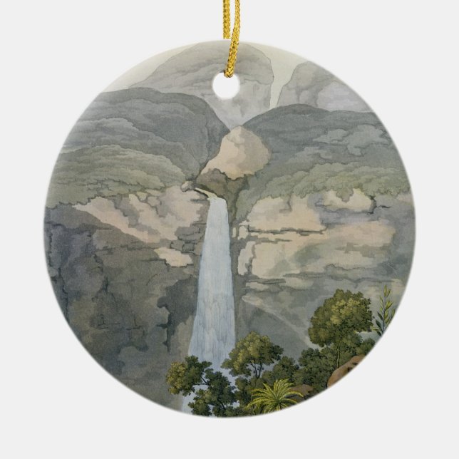 River Vinagre Waterfall, near the Puraci Volcano, Ceramic Tree Decoration (Front)