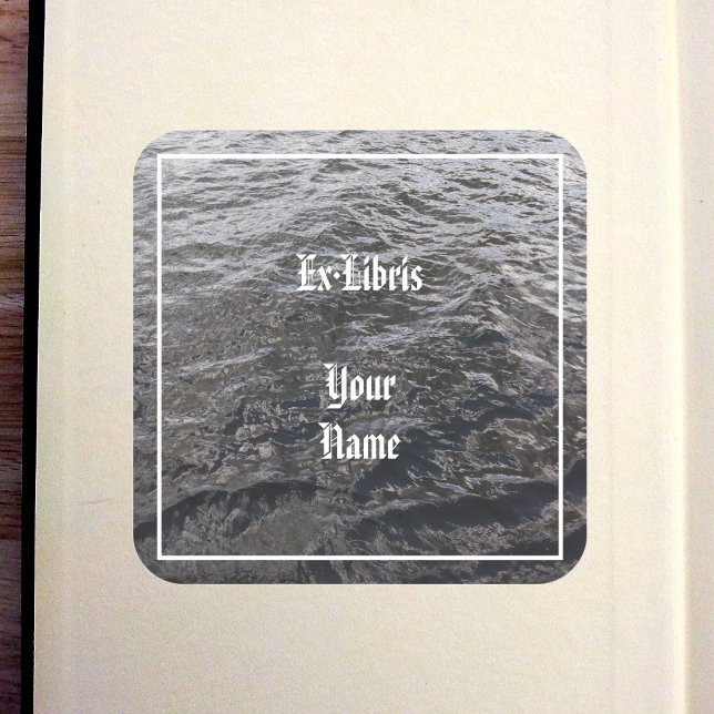 River Water Bookplate Square Sticker (River Water Bookplate in Old Book)
