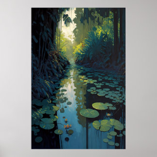 River Waterlilies Scenic Poster