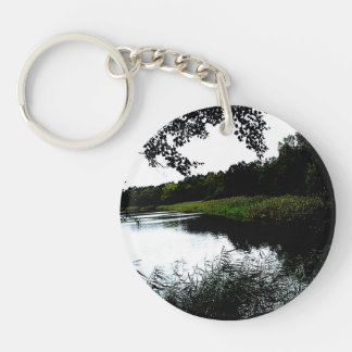 River with reed and trees landscape key ring