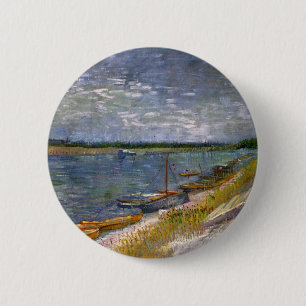 River with Rowing Boats by Vincent van Gogh 6 Cm Round Badge