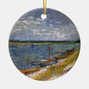 River with Rowing Boats by Vincent van Gogh Ceramic Tree Decoration
