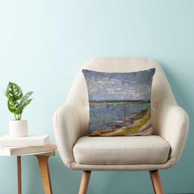 River with Rowing Boats by Vincent van Gogh Cushion (Chair)
