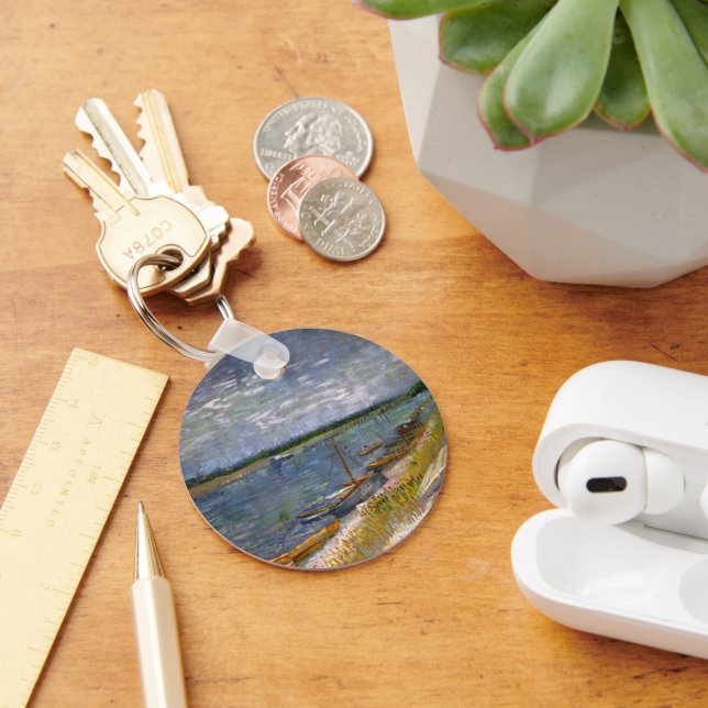 River with Rowing Boats by Vincent van Gogh Key Ring (Desk)