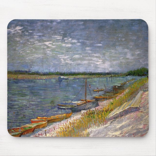 River with Rowing Boats by Vincent van Gogh Mouse Mat (Front)
