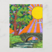 River woodland landscape art