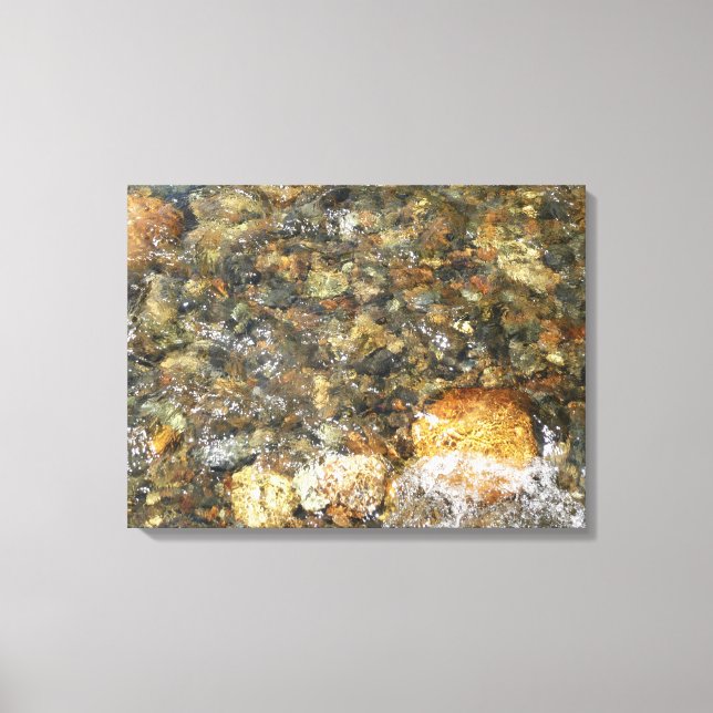 River-Worn Pebbles Brown and Grey Natural Abstract Canvas Print (Front)