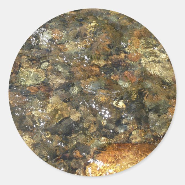 River-Worn Pebbles Brown and Grey Natural Abstract Classic Round Sticker (Front)