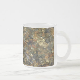 River-Worn Pebbles Brown and Grey Natural Abstract Frosted Glass Coffee Mug
