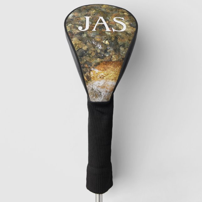 River-Worn Pebbles Brown and Grey Natural Abstract Golf Head Cover (Front)
