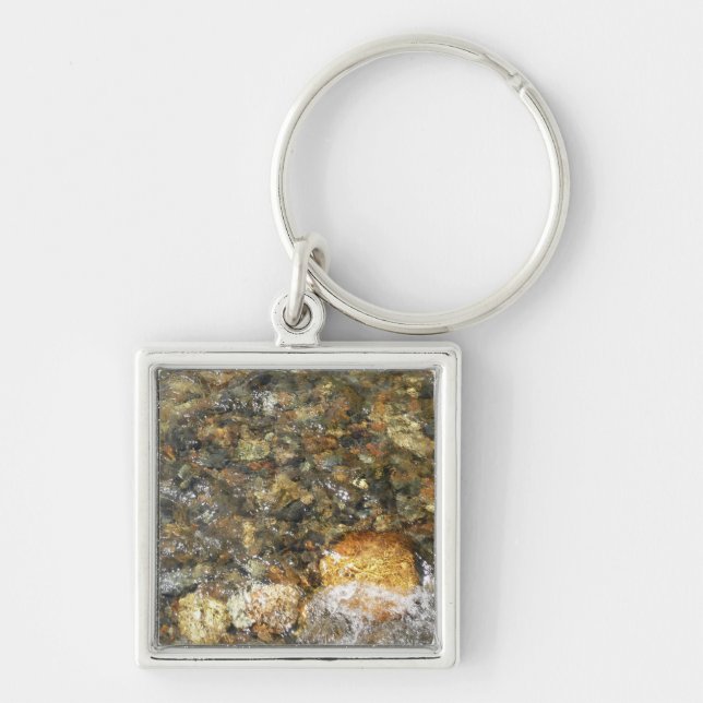 River-Worn Pebbles Brown and Grey Natural Abstract Key Ring (Front)
