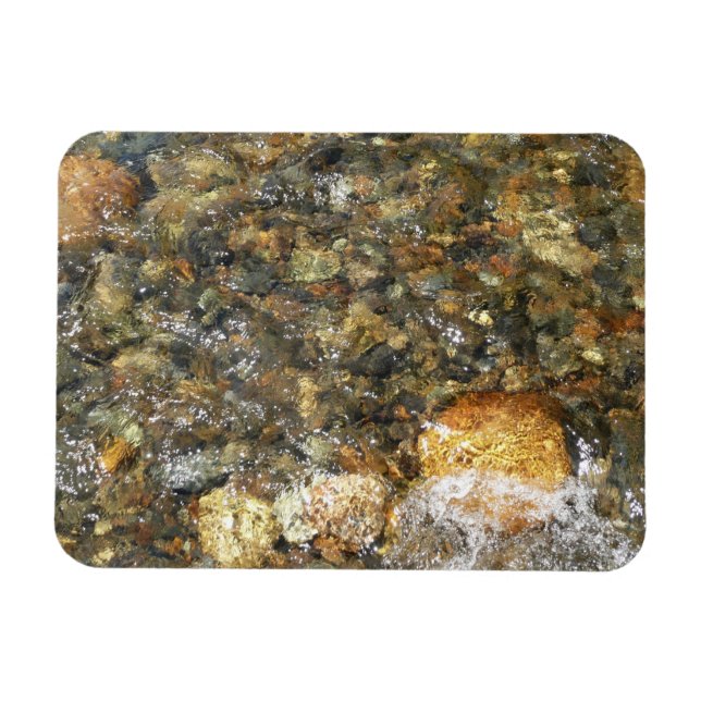 River-Worn Pebbles Brown and Grey Natural Abstract Magnet (Horizontal)