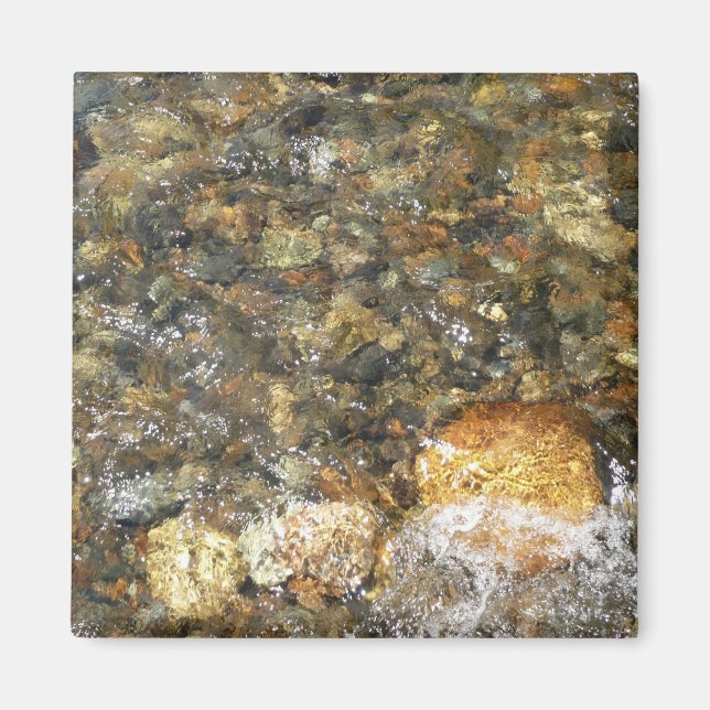 River-Worn Pebbles Brown and Grey Natural Abstract Magnet (Front)