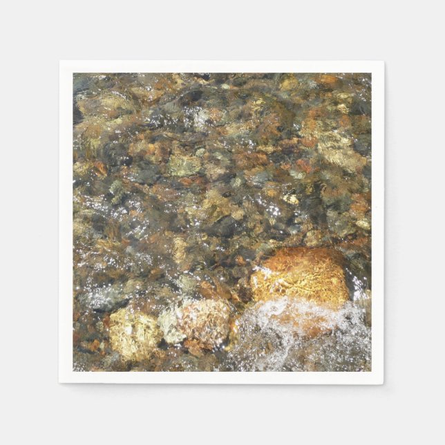 River-Worn Pebbles Brown and Grey Natural Abstract Napkin (Front)