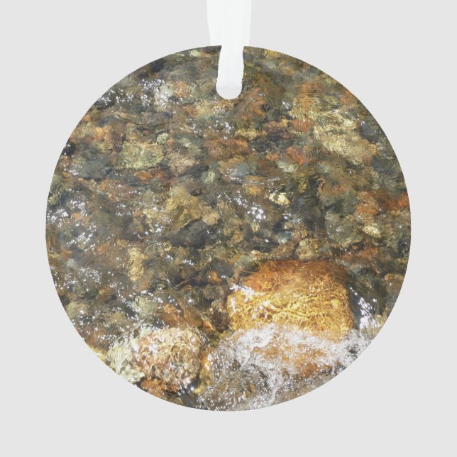 River-Worn Pebbles Brown and Grey Natural Abstract Ornament (Back)