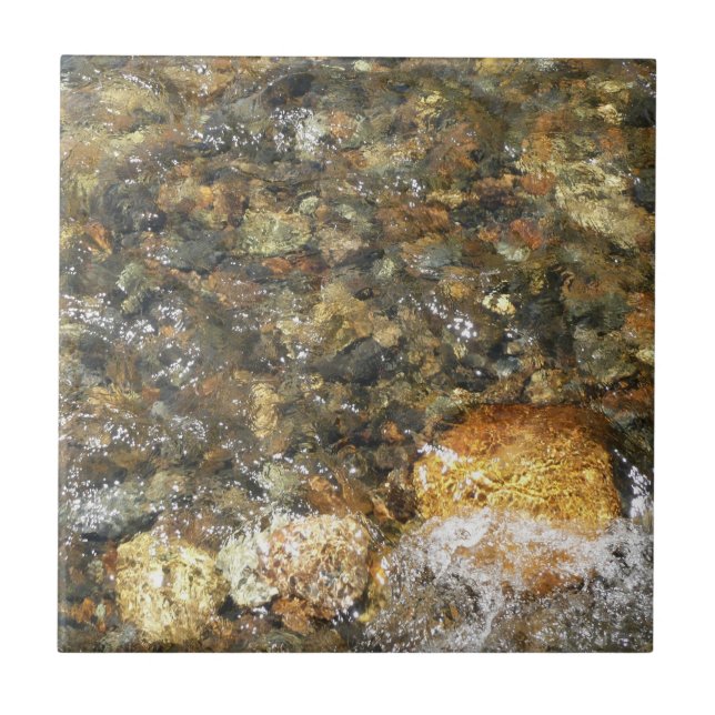River-Worn Pebbles Brown and Grey Natural Abstract Tile (Front)