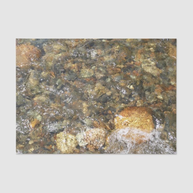 River-Worn Pebbles Brown and Grey Natural Abstract Tissue Paper (Front)