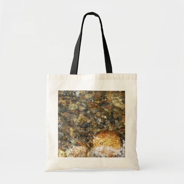 River-Worn Pebbles Brown and Grey Natural Abstract Tote Bag (Front)