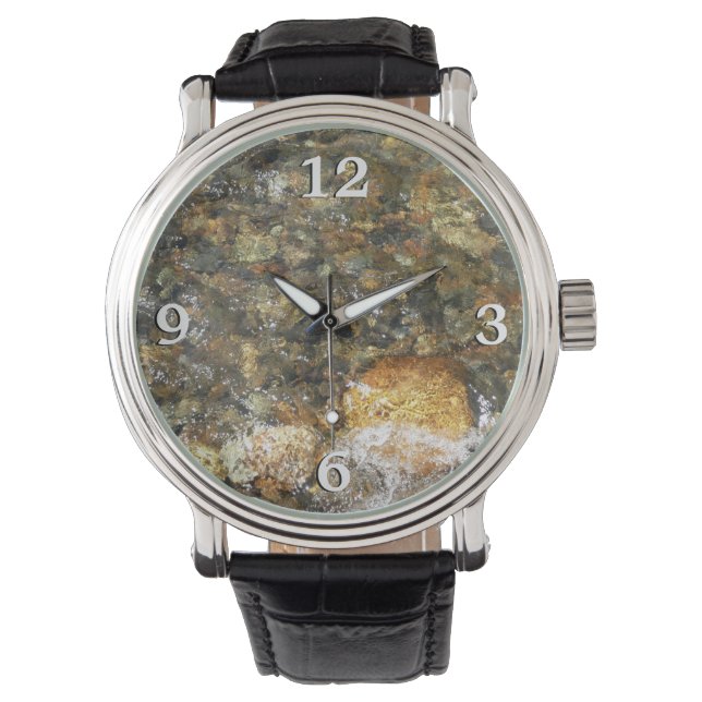 River-Worn Pebbles Brown and Grey Natural Abstract Watch (Front)