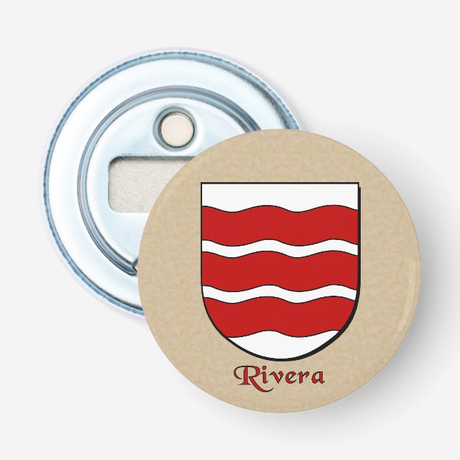 Rivera Heraldic Arms on Parchment Style Back Bottle Opener (Front)