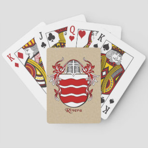 Rivera Heraldic Shield with Mantling Playing Cards