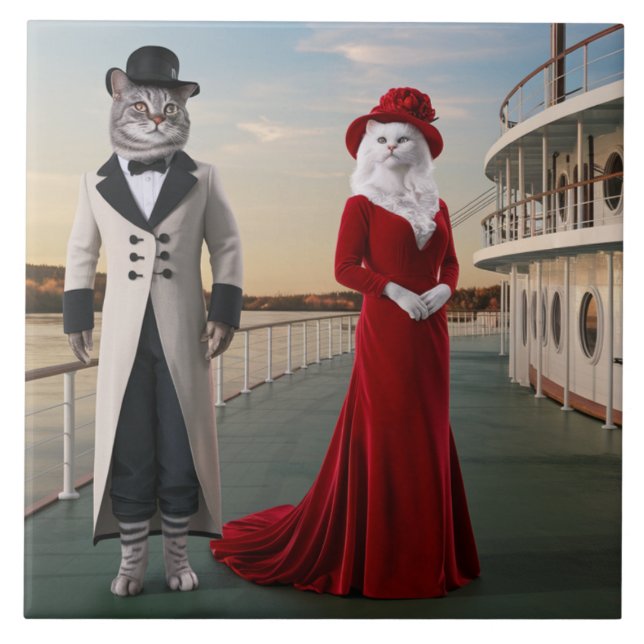 Riverboat Cats Decorative Tile (Front)