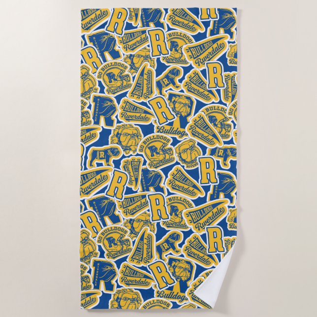 Riverdale Football and Cheer Pattern Beach Towel (Front)