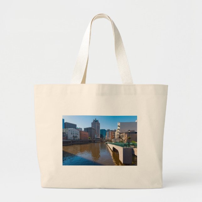 riverfront from kilbourn street in milwaukee large tote bag (Front)