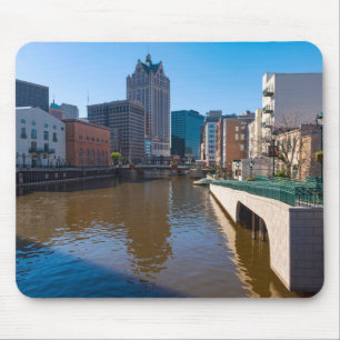 riverfront from kilbourn street in milwaukee mouse mat