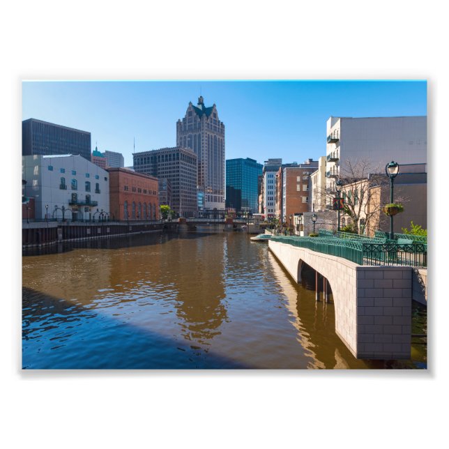 riverfront from kilbourn street in milwaukee photo print (Front)