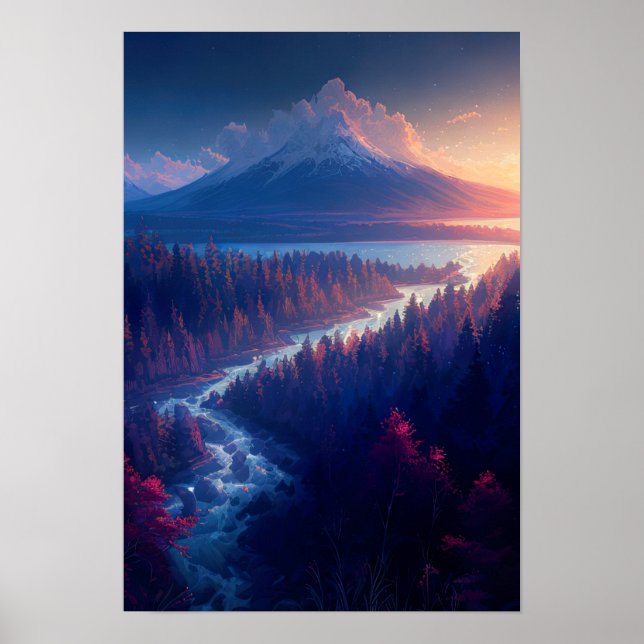 River's Journey through the Pine Wilderness Poster (Front)