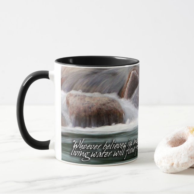 Rivers of Living Water Inspirational Mug (With Donut)
