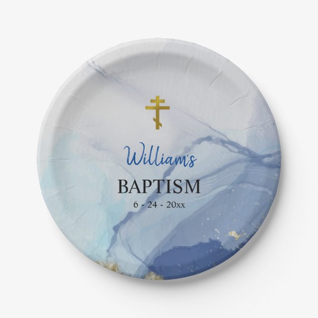 Rivers of Living Water Orthodox Christian Baptism Paper Plate (Front)