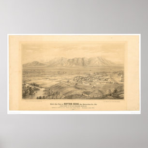 Riverside, CA. Panoramic Map 1877 (1404C) Poster