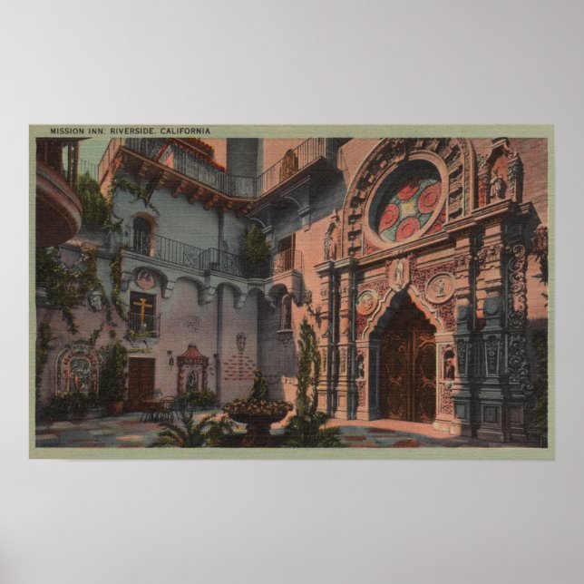 Riverside, CA - View of Mission Inn Courtyard Poster (Front)