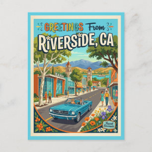 Riverside California Greetings Retro Style Postcard