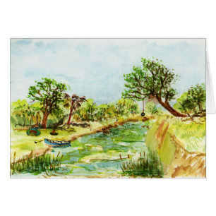 Riverside Campsite Watercolor Painting