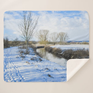 Riverside English Winter Walk - Personalised Sherpa Blanket